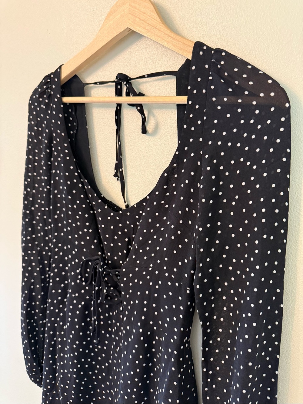 Reformation Bradshaw Mini Dress Selene Black White Polka Dot Size 2 - Picture 6 of 10